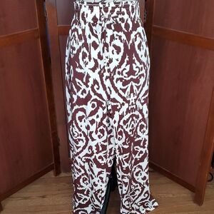 Messini Brown and White Patterned Women's Pants